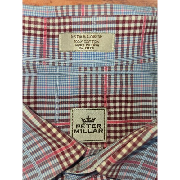 Peter Millar Crown Mens Plaid Long Sleeve Dress Shirt XL - Picture 5 of 6